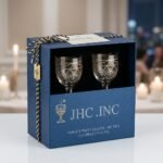 JHC INC Ornate Luxury Geometric Gold Etched Clear Goblets 2 Pack Gift Box - Image 2